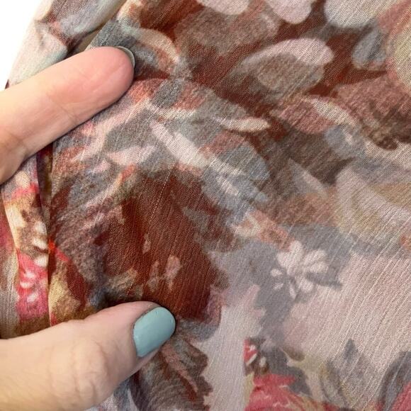 Anthropologie Meadow Rue Crushed Velvet Blouse Small Floral Balloon Sleeve Pink - Picture 10 of 10